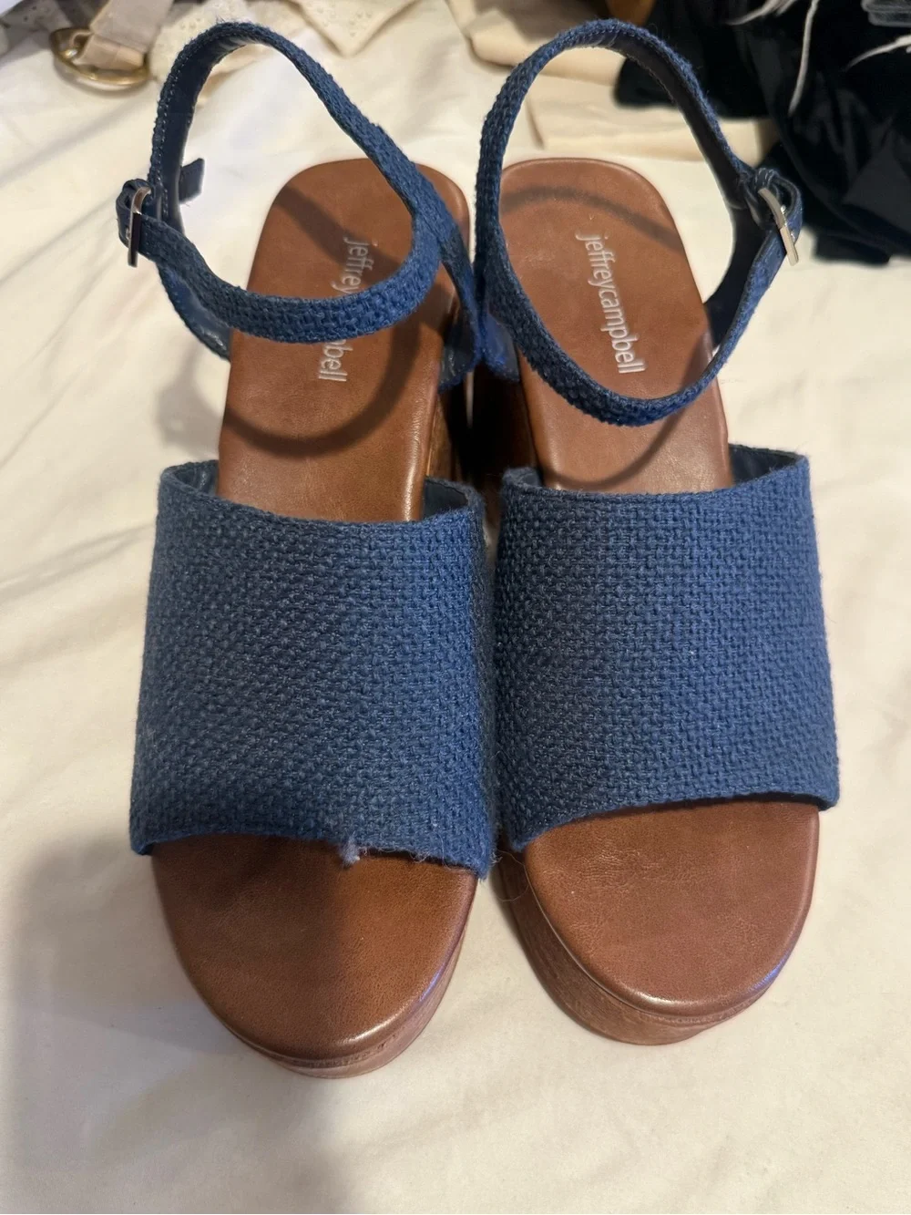 Jeffrey Campbell On Deck Wooden Wedge Platform Sandals
